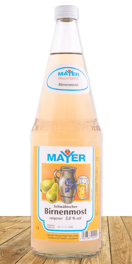 Echter schwäbischer Klassiker: Birnenmost, vergoren mit 5,6 % Alkohol.