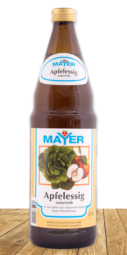 Naturtrüber Apfelessig, mit angenehmer Säure und fruchtigem Geschmack.